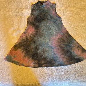 Discreet Tie-Dye Mock Neck Top in Blue, Pink & Black